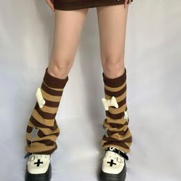 Women Socks Striped Bones Star Punk Dark JK Women's Knitted Wide Halloween Accessories Knee High Boots