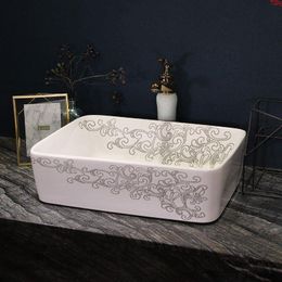 China Procelain wash basin sink ceramic art sinks Countertop bathroom laboratory rectangulargood qty Njhag