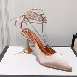 Dress Shoes Narrow Band Women's Pointed Toe Female Ankle Strap Sandals For Ladies Velvet Pumps Sandalias Tacones Belt Femme Chaussure