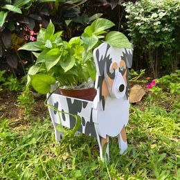 Vases High Quality PVC Dog Shape Garden Pot Outdoor Planter Puppy Animal Statue For Home Room Decoration