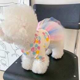 Dresses Summer Pet Dog Princess Dress Pink Cotton Lace Dogs Clothes for Small Dogs Cute Lattice for Puppy Small Medium Dogs Dress