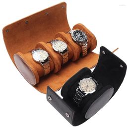 Watch Boxes & Cases Men's Leather Storage Box Jewellery And Roller Retro Portable Strap Bag Travel Deli22