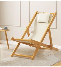 Camp Furniture Outside Leisure Wooden Beach Fold Deck Chair Portable Multifunction Chairs