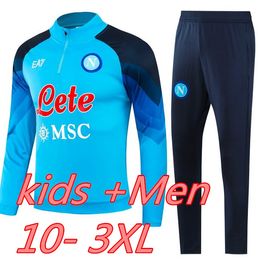 Napoli tracksuit soccer training kit 2023 SSC Naples AE7 tuta Mens and kids football training suit Jogging giacca Chandal
