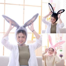 Novelty Games Funny Plush Bunny Ears Hood Hat Rabbit Cosplay Headwear E50 230625