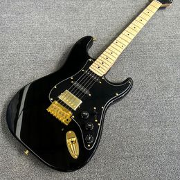 Custom Shop, Shaped ST Speed Black Electric Guitar, Maple Fingerboard, Gold Hardware, Free Shipping