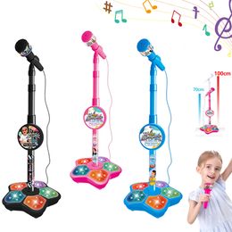 Drums Percussion Kids Microphone with Stand Karaoke Song Music Instrument Toys BrainTraining Educational Toy Birthday Gift for Girl Boy 230621