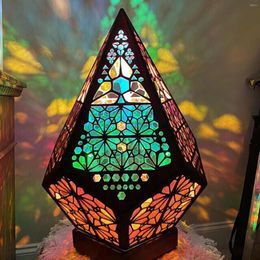 Night Lights Led Polar Star Diamond Lamp Projection Bohemian Floor Decorative Geometric Light Home Decor Bedroom Bedside Standing