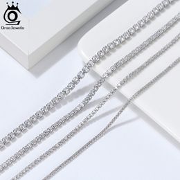 Strands Strings ORSA JEWELS Bling Zircon Tennis Necklace 925 Sterling Silver Italian Handmade Iced Out CZ Tennis Chain Jewelry For Men Women SSC 230621