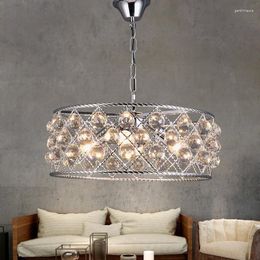 Chandeliers Modern Round Crystal Chandelier Metal Iron Coffee Shop Bar Dining Room Restaurant Hanging Lighting