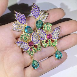 Stud Earrings 2023 Exquisitenes Butterfly Earring For Women S925 Silver Colorful Sapphire Ruby Heavy Industry Crystal Diamond Gift Jewelry