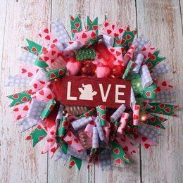 Decorative Flowers Love Wreath Handmade DIY Natural Rattan Valentines Day Artificial Wreaths Holiday Furniture Decoration For Home Door