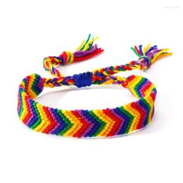 Charm Bracelets Handmade Woven LGBT Rainbow Rope For Couple Pride Gay Women Men Braided String Strap Friendship Lover Jewellery Gift