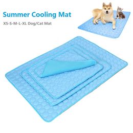 kennels pens Summer Pet Cooling Mat Dog Cat Self Cooling Mat Ice Silk Breathable Pet Crate Pad Portable Washable Pet Ice Pad Bed Mat Blanket 230625