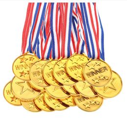 Gold Plastic Winner Award Medals With Neck Ribbon Sports Favours for Sports Competition Talent Show Spelling Bee Prizes