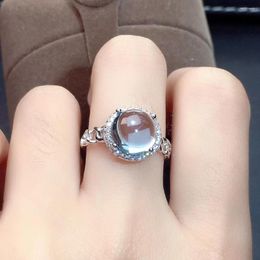 Cluster Rings Beautiful Light Blue Topaz Ring For Women Silver Natural Gem Real 925 Girl Birthday Gift Round Birthstone