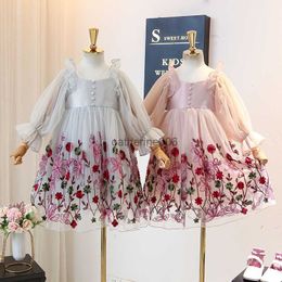 Cute Baby Girls Dresses Spring Autumn Wedding Birthday Party Kids Clothes Embroidery Floral Teens Outfits Dance Wear Vestidos L230625