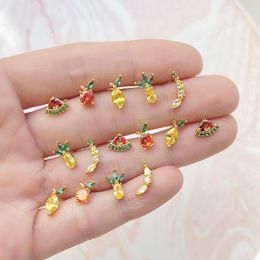 Stud Earrings Korean Fashion Tiny Cz Fruit Ear Studs Cartilage Earring For Women Exquisite Zircon Small Piercing Jewellery Gift