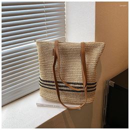 Evening Bags 2023 Summer Big Beach Straw For Women Bucket Woven Handbags Travel Shopper Casual Resort Style Shoulder Bag