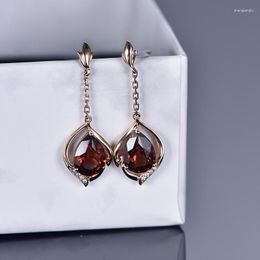 Stud Earrings Selling Imitation Ruby Long Style For Women Plated With 18K Rose Gold Temperament