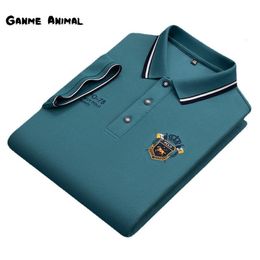 Men's Polos Summer Korean Fashion Men's Polo Shirt Luxury Embroidered Cotton Lapel Collar Short Sleeves Loose Sport Business Tops 230621