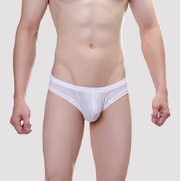 Underpants Mens Underwear Silky Breathable Sports Sexy Convex Thin Ice Silk Exposed Half Hips Low Waist Male Small Boxer Pouch Bulge Bikini