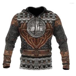 Men's Hoodies Men's Spring And Autumn Fashion Hoodie Viking Odin Tattoos 3D Printed Men's Unisex Harajuku Street Casual Hooded