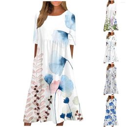 Casual Dresses Clothing Woman Summer Slim Fit Festival Bohemian Floral Flower Printed Loose Ladies Women'S 2023 Vestidos