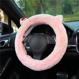 Steering Wheel Covers Universal 38cm Car Sheel Cover For Women Girl Cute Lovely Plush Car-styling Fashion Warm Winter Internal Accessories