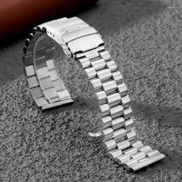 Watch Bands Fashion Stainless Steel Wrist Band Strap 20/22mm Bracelet 4 Spring Bars Folding Safety Buckle Silver Watchband For Men Women Del