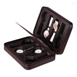 Watch Boxes & Cases PU Leather Box Case Carbon Fibre Fashionable Travel Portable Storage Casket Gifts Watches Organiser Collection Deli22