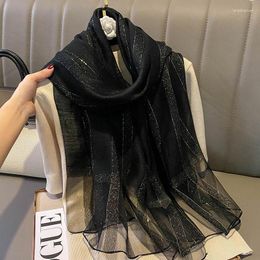 Scarves 2023 Women Silk Scarf Luxury Design Solid Colour Lady Beach Shawl Fashion Smooth Female Hijab Dual Purpose