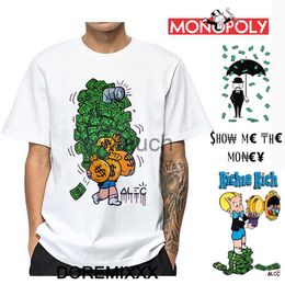 Men's T-Shirts Dollar Alec Monopoly 90s Vintage Unisex Bla Tshirt Men T Shirt Oversized Graphic T Shirts 100 Cotton Tshirt Man Woman Tees J230625