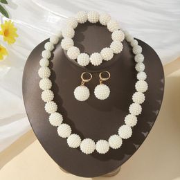 Necklace Earrings Set Geometric Circle Pearl For Women 2023 Trendy Engagement Wedding And Earring Collier Mariage Femme