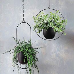 Vases Flower Pot Holder Swinging Chain Metal Hanging Decorative Indoor Plants Home And Office Decoration