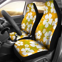 Car Seat Covers Orange Aloha Flowers Pair 2 Front Cover For Protector Accessory Flora