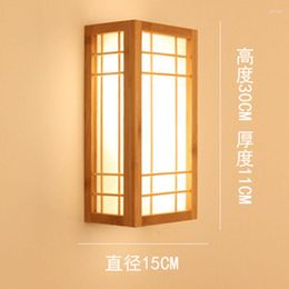 Wall Lamp Natural Wooden Bedside Corridor Bedroom Aisle Staircase Log Led Chinese Bamboo Creative El Light