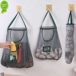 New 1PCS Mesh Net Reusable Hanging Storage Bags Fruit Vegetable Garlic Onion Organiser Home Hollow Mesh Bag Kitchen Accessories
