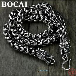 Necklaces BOCAI S925 Sterling Silver Necklace 2022 New Fashion Retro Palace Dragon ScaleChain Pure Argentum Neck Jewellery for Men