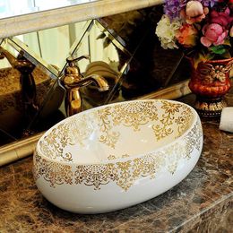 Porcelain China vessel sink Handmade Ceramic wash basin Lavobo Round Countertop bathroom sink modern wash basin oval Lhutj