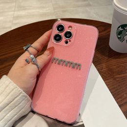 Fashion Women Phone Case Jelly Sparkling Pink Water Diamond Niche Apple 14promax Cellphone Cases 13 Soft Cover 11 Anti Drop 12 Girl