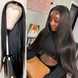 13x4 Straight Human Hair Lace Wig Pre Plucked HD Transparent Lace Frontal Wig For Women Human Hair Straight Lace Closure Wig