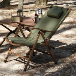 Camp Furniture Tryhomy Camping Folding Chair Portable Recliner Solid Wood Outdoor Picnic Lounge