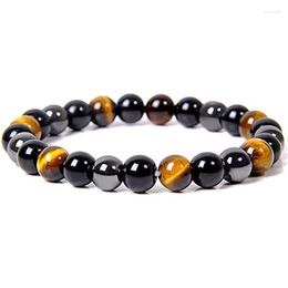 Link Bracelets 8MM Natural Black Obsidian Hematite Tiger Eye Beads Men For Magnetic Health Protection Women Jewelry
