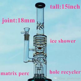 Hitman hookah beaker bong glass 16" Rasta small Ice water pipes 18.8mm dab oil rig bongs pipe