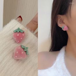 Stud Earrings Fruit Strawberry Earring Female Lovely Girl For Women Ears Jewelry Gifts Stereo Small Simulation Red