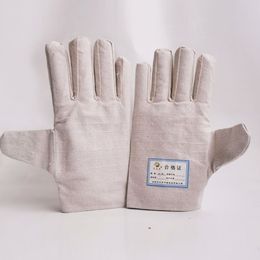 wholesale Labor protection wearresistant electric welding hightemperature resistant white armor canvas 6layer thread gloves directly supplied by the manufactu