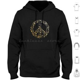Men's Hoodies Floral Peace Sign Unisexwomen'S Tee-Gold Print! Team Style Shirt For Aldult The Hoodie Cotton Long Sleeve