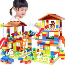 Blocks Blocks Diy Colourful City House Roof Big Particle Building Blocks Castle Educational Toy For Children Compatible inglys Duplo Slide J240307