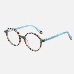 Sunglasses Frames ZENOTTIC 2023 Fashion Spotted Pattern Optical Glasses Acetate Frame Unisex Round Non-Prescription Clear Lens Eyeglasses